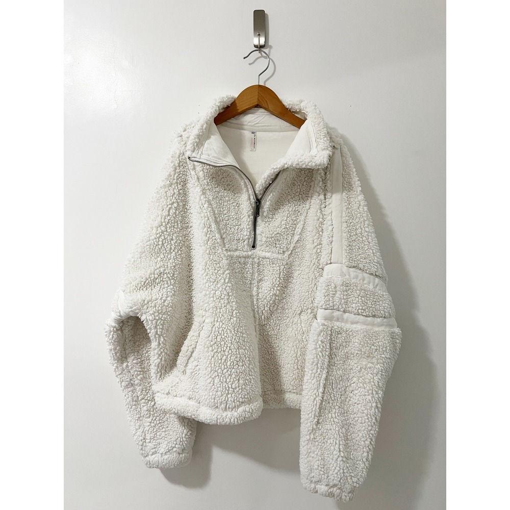 FP Movement by Free People Cream Sherpa Half-Zip Hoodie